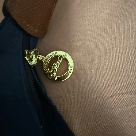 Longchamp Navy and Brown Shoulder Bag - Picture 3 of 5